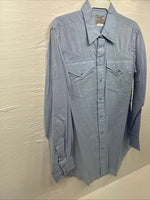 New Men’s H Bar C Blue Jean Long Sleeve Button Up 16 Large V-31