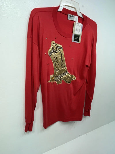 New Women’s Red Wrangler Long Sleeve Shirt L #7550AB 3B-25