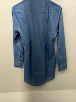 New Men’s Blue Permanent Press Button Up Long Sleeve Shirt. 14.5x32 S Long P-67