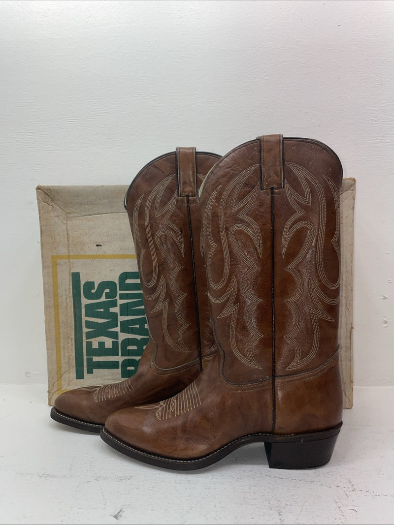 New Men’s Brown Texas Brand Cowboy Boots. 7311 10 D. 6-43