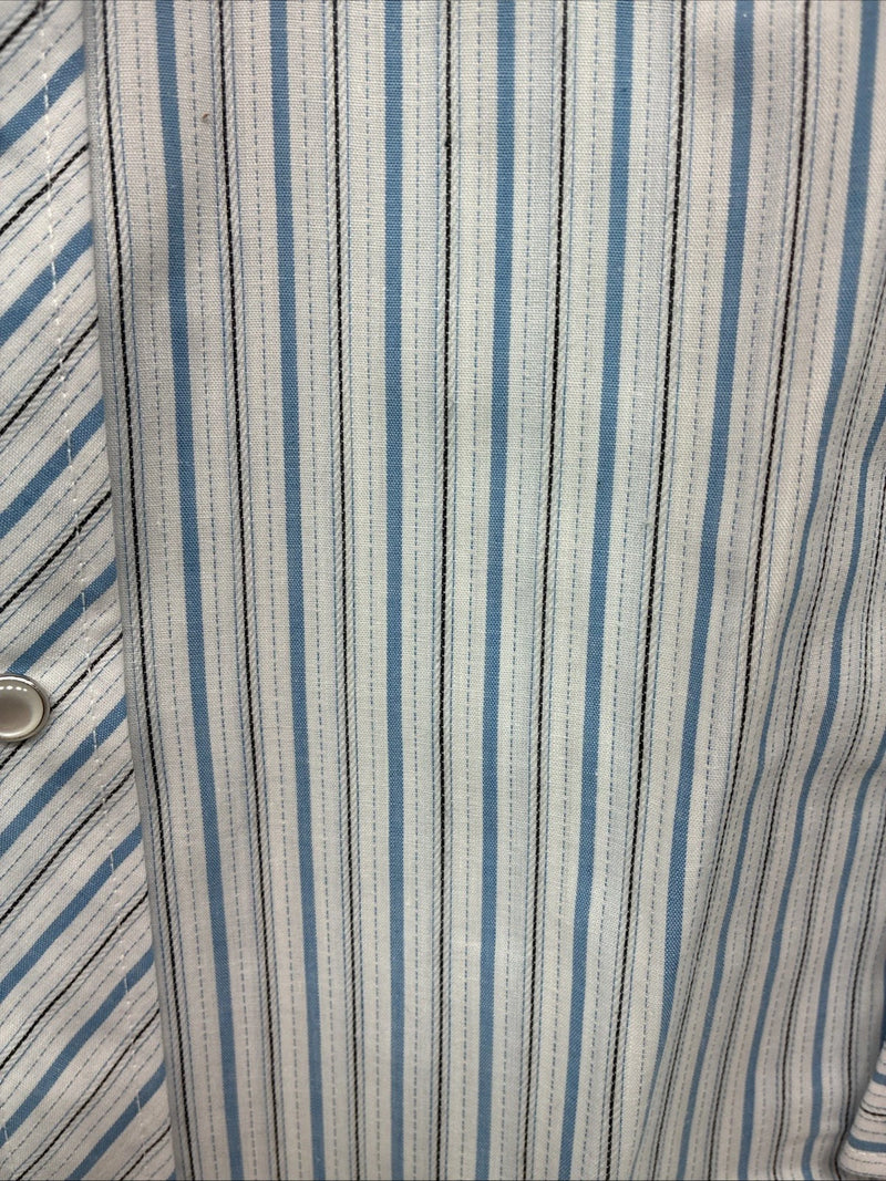 New Kids White Horse Blue Stripe Long Sleeve Pearl Snap Medium DD-75