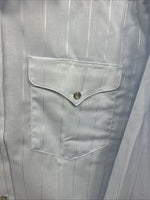 New Men’s Mesquite Light Blue Long Sleeve Pearl Snap 18 X 37 2XL E-54