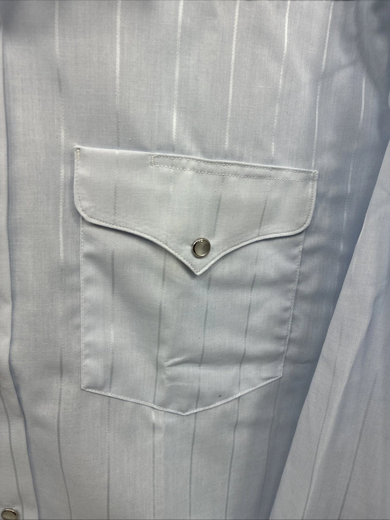 New Men’s Mesquite Light Blue Long Sleeve Pearl Snap 18 X 37 2XL E-54