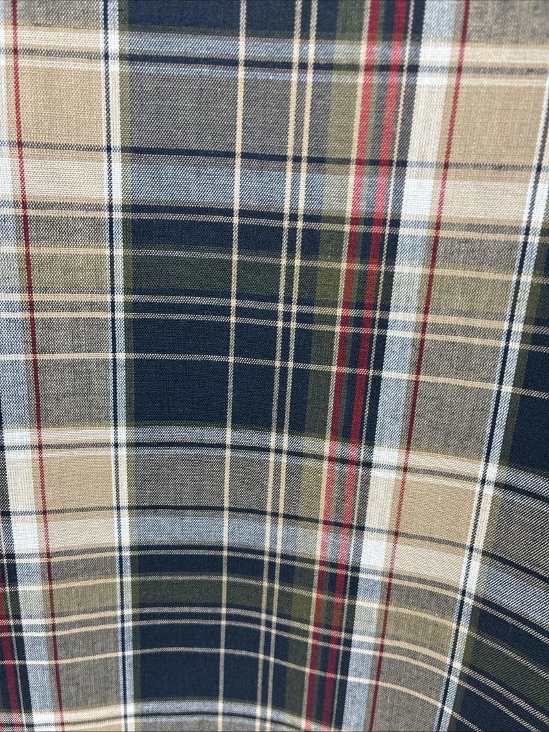 New Men’s ELY Cattleman Brown Blue Plaid Long Sleeve Pearl Snap XLT R-44