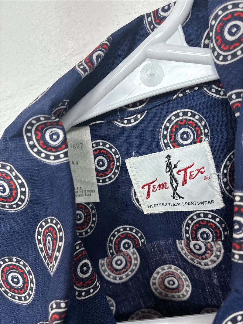 New Women’s Tem Tex Blue design Long Sleeve Pearl Snap Size 32 KK-51