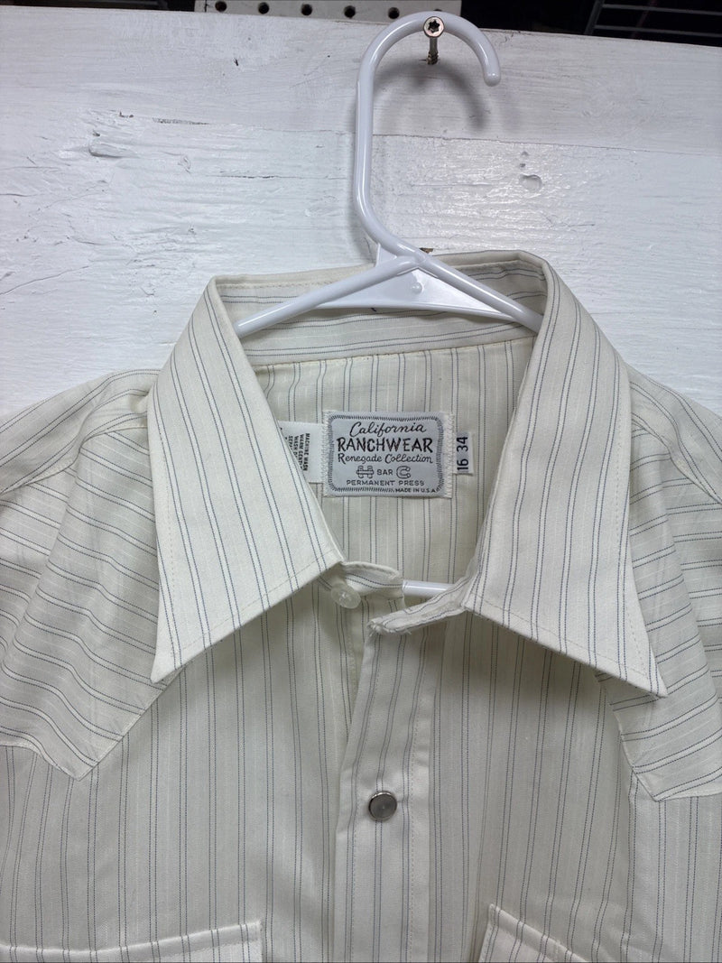 New Men’s California RanchWear Yellow Stripe Long Sleeve Pearl Snap Large M-31