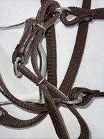 New Tough 1 Brown Nylon Browband Headstall With Bit Split Reins #42-7499 W-33