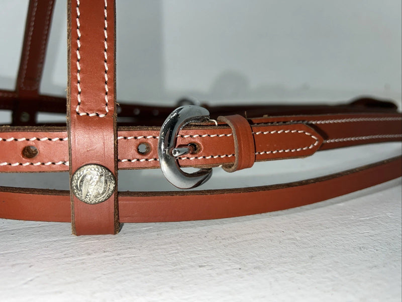 New Leather Trainer Dark Oil Browband Headstall Silver Buckles S-60