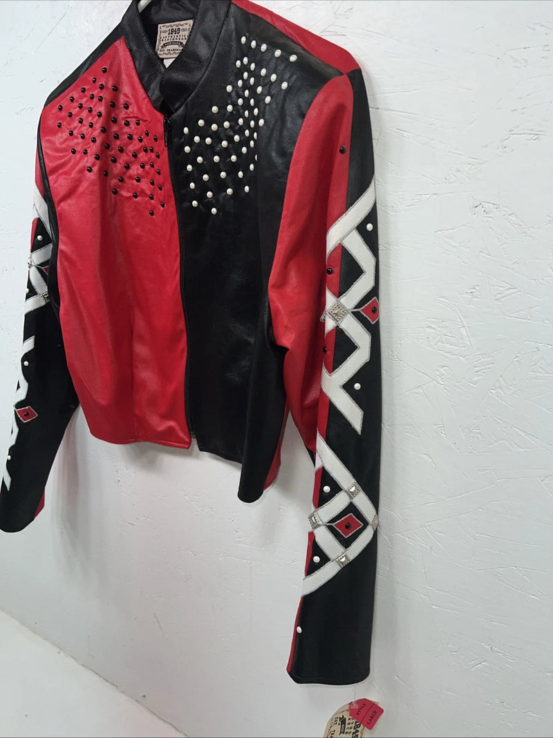 New Women’s Black Red 1849 Authentic Ranchwear Western Show Jacket Large UU-45