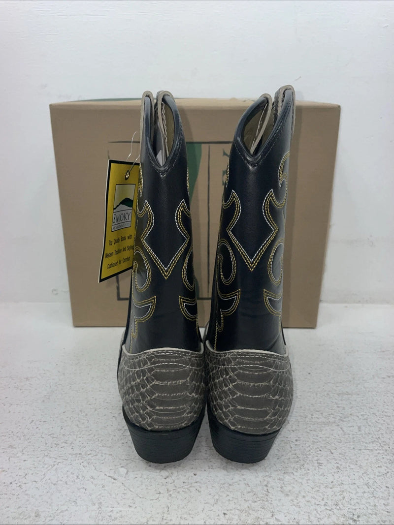 New Men’s Black Snake Skin Smoky Mountain Cowboy Boots. 1042 J Y 7. 1-59