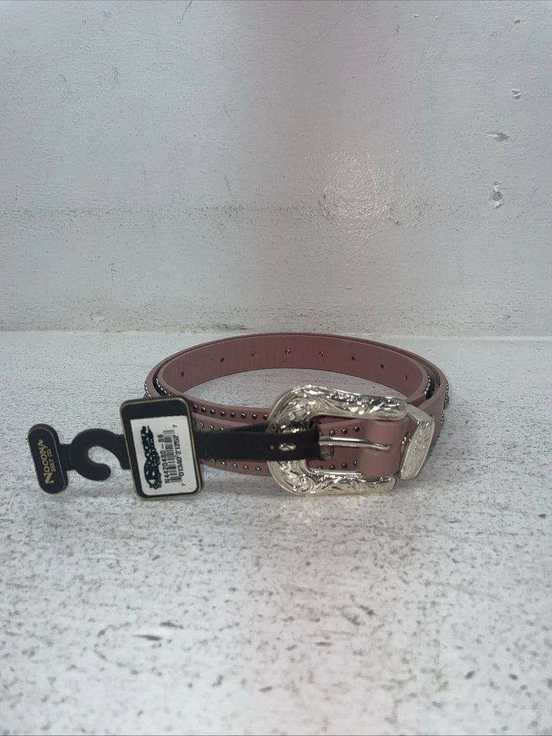 New Pink Genuine Leather Nocona Silver Bling 36” Belt #4420430 Z-12