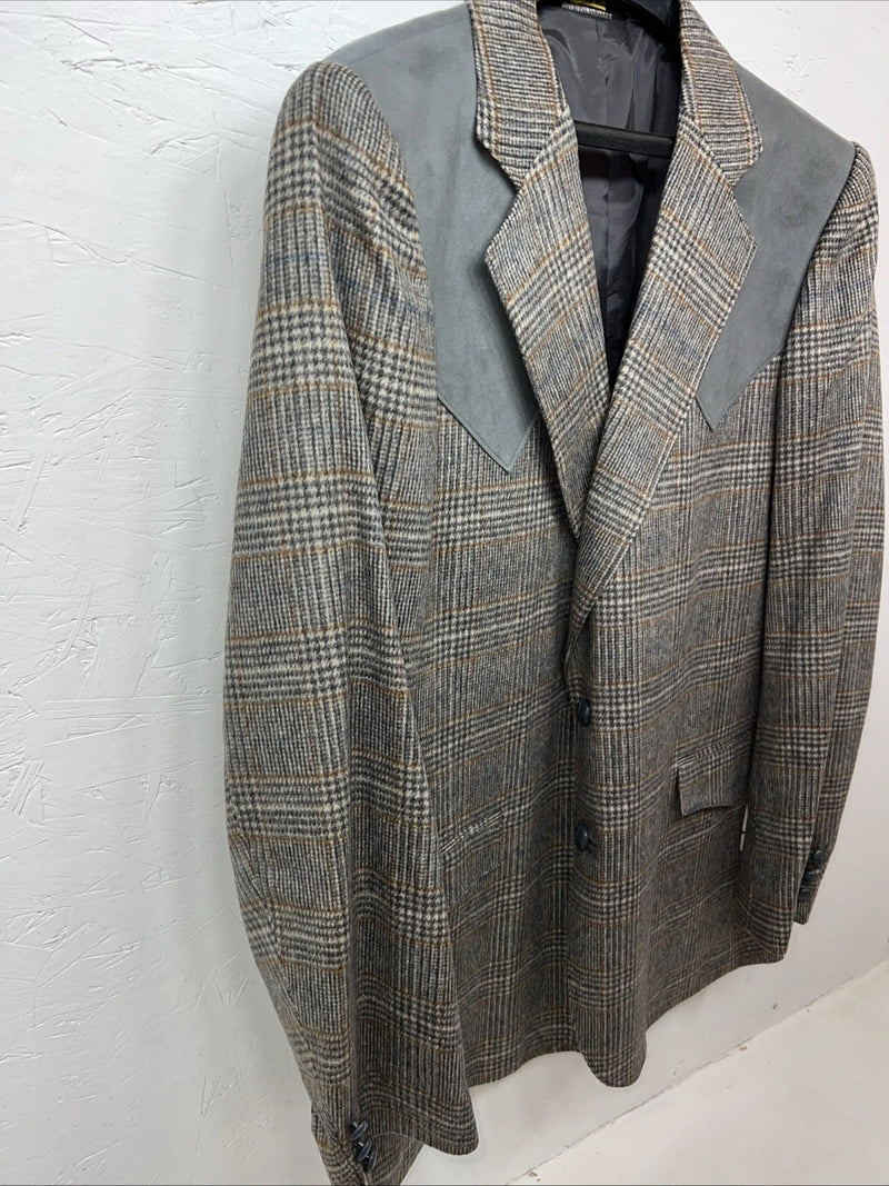 New Men’s California Ranchwear Gray Plaid Suit Jacket 42R #14753 R-602