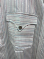 New Men’s H Bar C White Stripe Long Sleeve Pearl Snap 15 Medium J-46