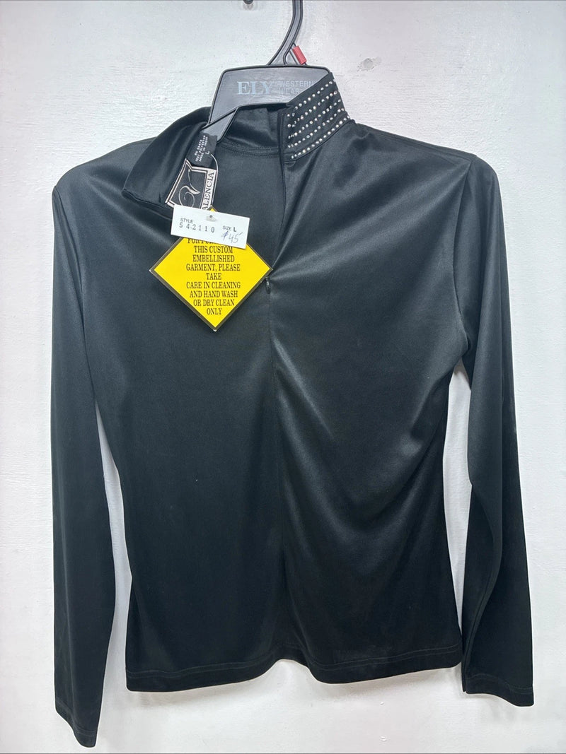 New Women’s Valencia Black Gem Long Sleeve Half Zip Show Shirt Large TT-57