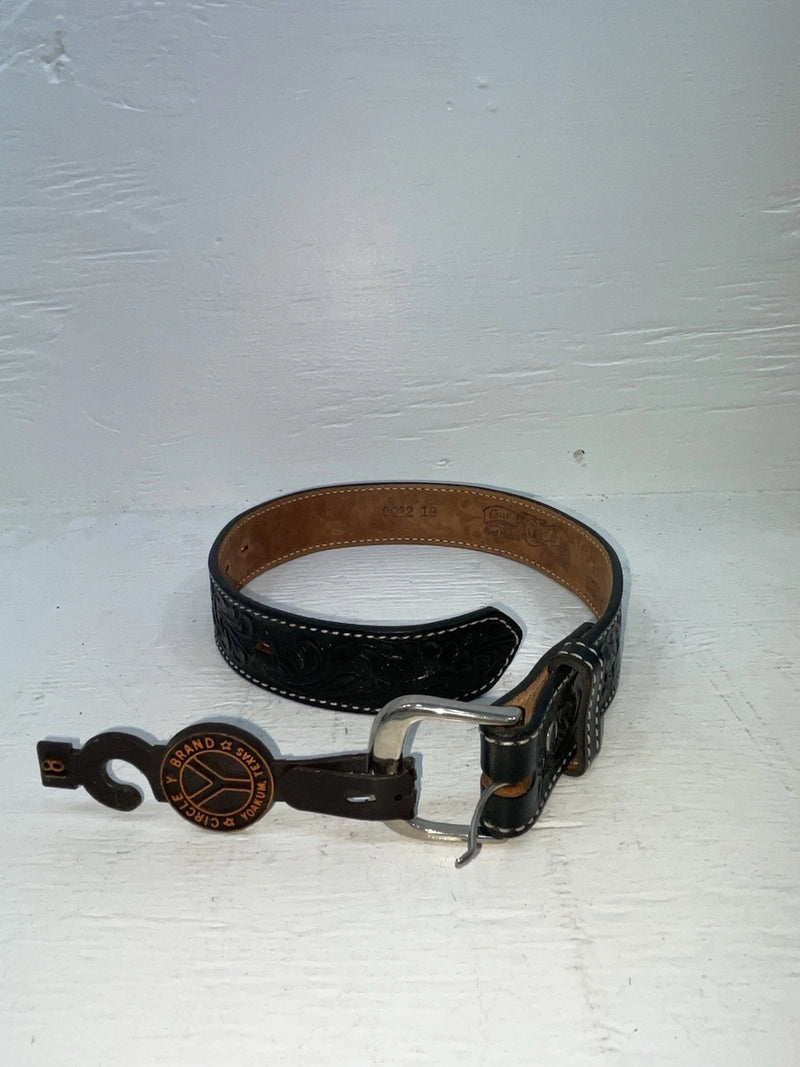 New Black Genuine Leather Circle Y Tooled 18” Belt #8022 NN-64