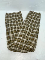 New Vintage Brown Plaid Ranch Polyester Pants SS-92