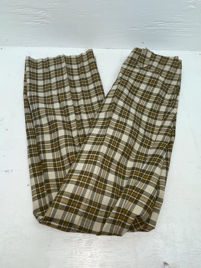 New Vintage Brown Plaid Ranch Polyester Pants SS-92