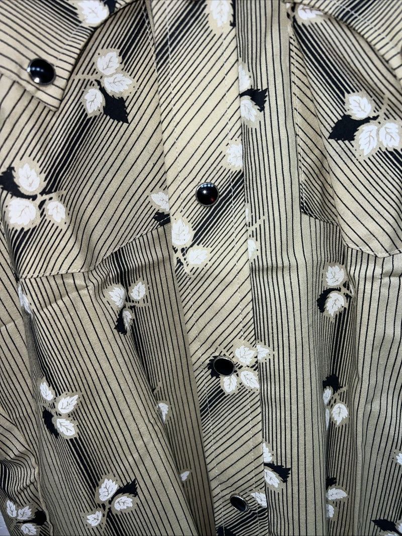 New Men’s Yellow Leaf ELY plains Pearl Snap Long Sleeve Shirt 14.5x33 S I-47