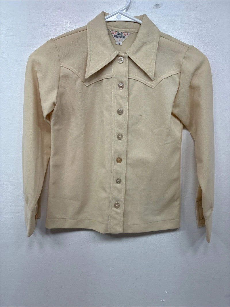New Kids Lady Westerns Yellow Button Up Long Sleeve Shirt Size 10 MM-77