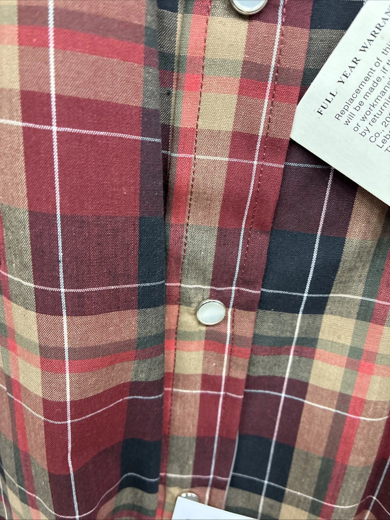 New Men’s ELY Cattleman Red Yellow Flannel Long Sleeve Pearl Snap 4XL E-97
