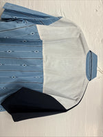 New Men’s Cowboy Threads Blue White design Short Sleeve Button Up Large Q-73