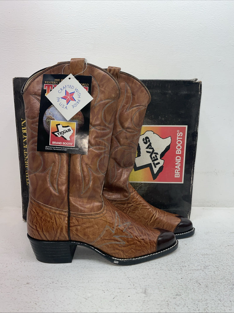 New Men’s Brown Texas Brand Cowboy Boots. 1081 9.5 9 1/2 D. 4-69