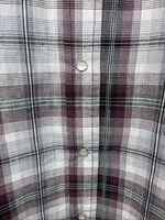 New Women’s Cumberland Purple Plaid Long Sleeve Pearl Snap 1XL KK-79