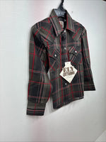 New Boys ELY Cattleman Green Plaid Long Sleeve Pearl Snap XS DD-128