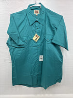 New Men’s ELY Cattleman Teal Western Short Sleeve Pearl Snap 16.5 Large T-52
