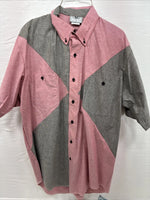 New Men’s Cowboy Threads Pink Gray Short Sleeve Button Up Medium O-77