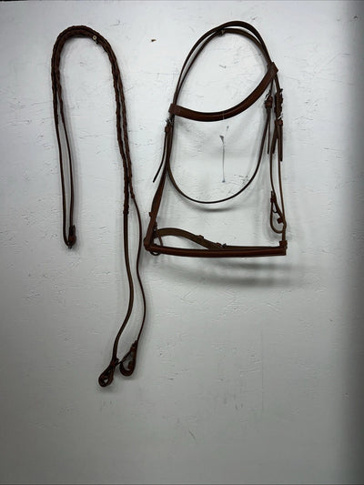 New Tough 1 Leather Brown Square Raised English Bridle And Reins #20-7556 Y-34