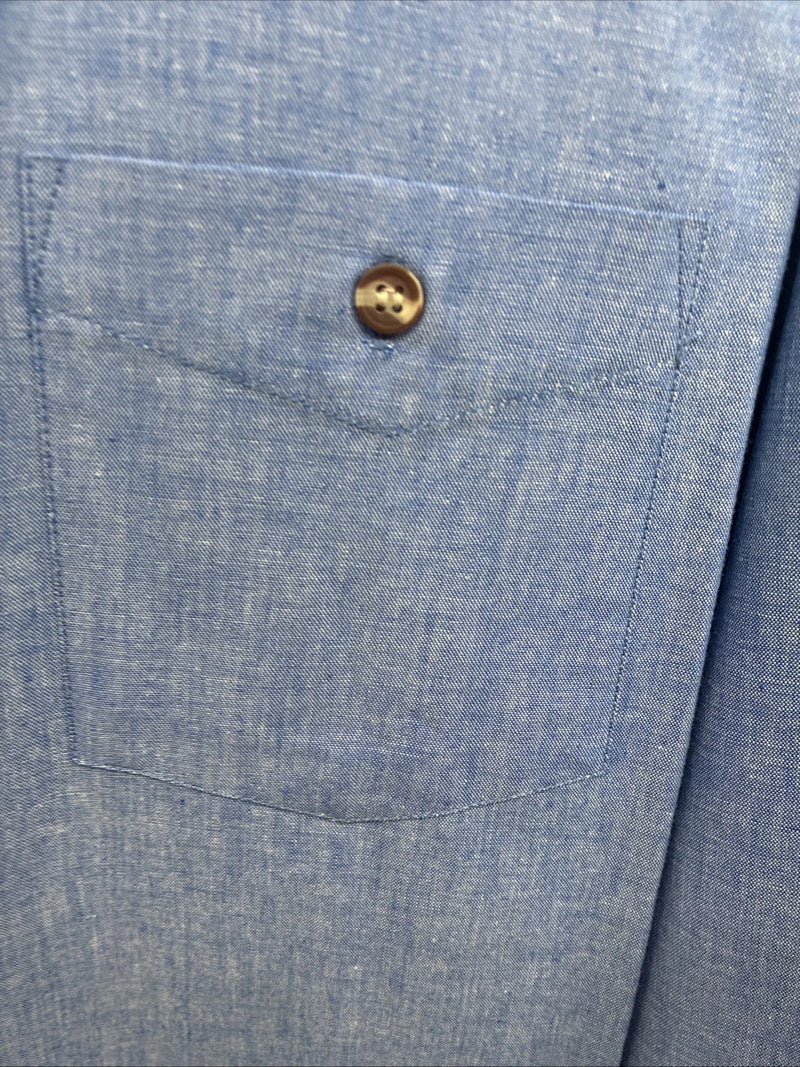 New Men’s ELY cattleman Blue Long Sleeve Button Up 20.5 X 36 4XL F-55