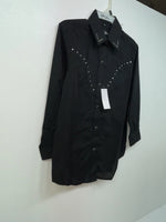 New Women’s Black White House Long Sleeve Button Up Shirt M #94770 3B-92