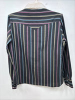 New Women’s H Bar C Black Stripe Long Sleeve Pearl Snap Size 38 TT-71