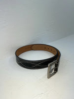 New Black Genuine Leather Badger Stitched 32” Belt #B1340 Z-174