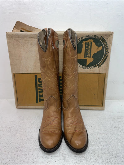New Men’s Brown Texas Brand Cowboy Boots. L 195 6.5 6 1/2 M. 1-36