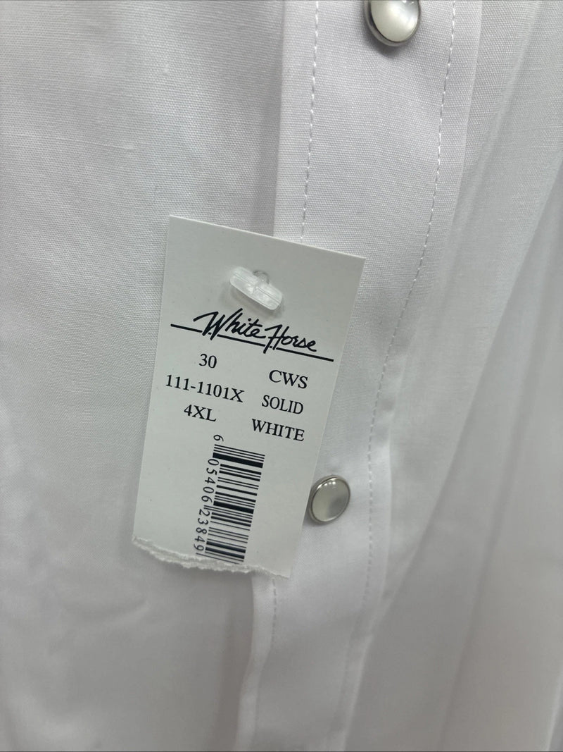 New Men’s White Horse White Long Sleeve Pearl Snap 4XL E-95
