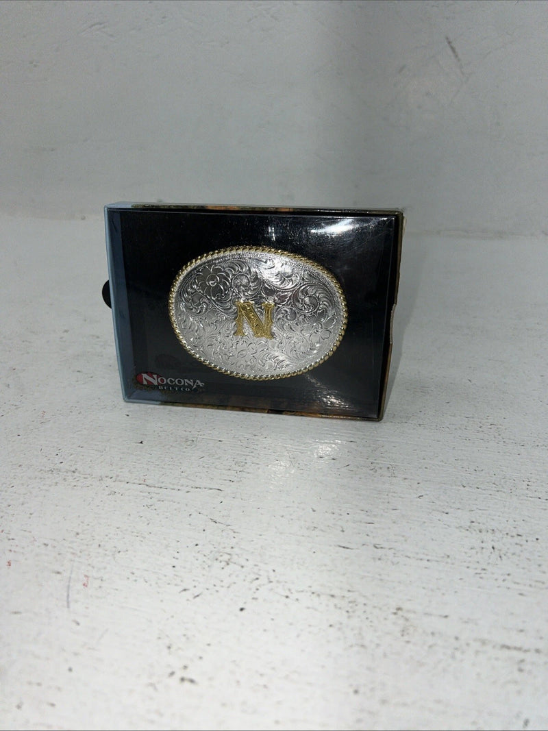 New Women’s Nocona Silver Gold “N” Belt Buckle. 37572-N A-110