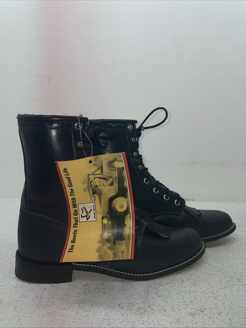 New Mens Navy Lace Up Texas Brand Cowboy Boots. 4445 7.5 7 1/2 M. 1-62