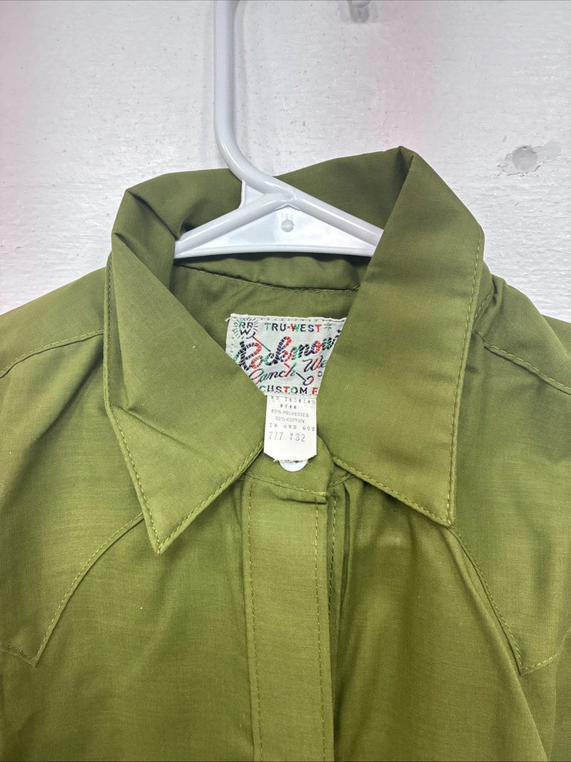 New Women’s Rockmount Green Long Sleeve Pearl Snap Size 32 KK-24