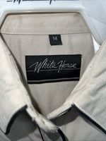 New Men’s Tan White House Pearl Snap Long Sleeve Shirt. Medium I-25