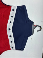 New Women’s Cumberland Red Blue Sleeveless Pearl Snap Small TT-19