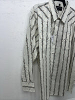 New Men’s White Floral White House Pearl Snap Long Sleeve Shirt. XXL G-67