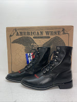 New Men’s Black Lace Up American West Cowboy Boots. 5991 9.5 9 1/2 D. 5-22