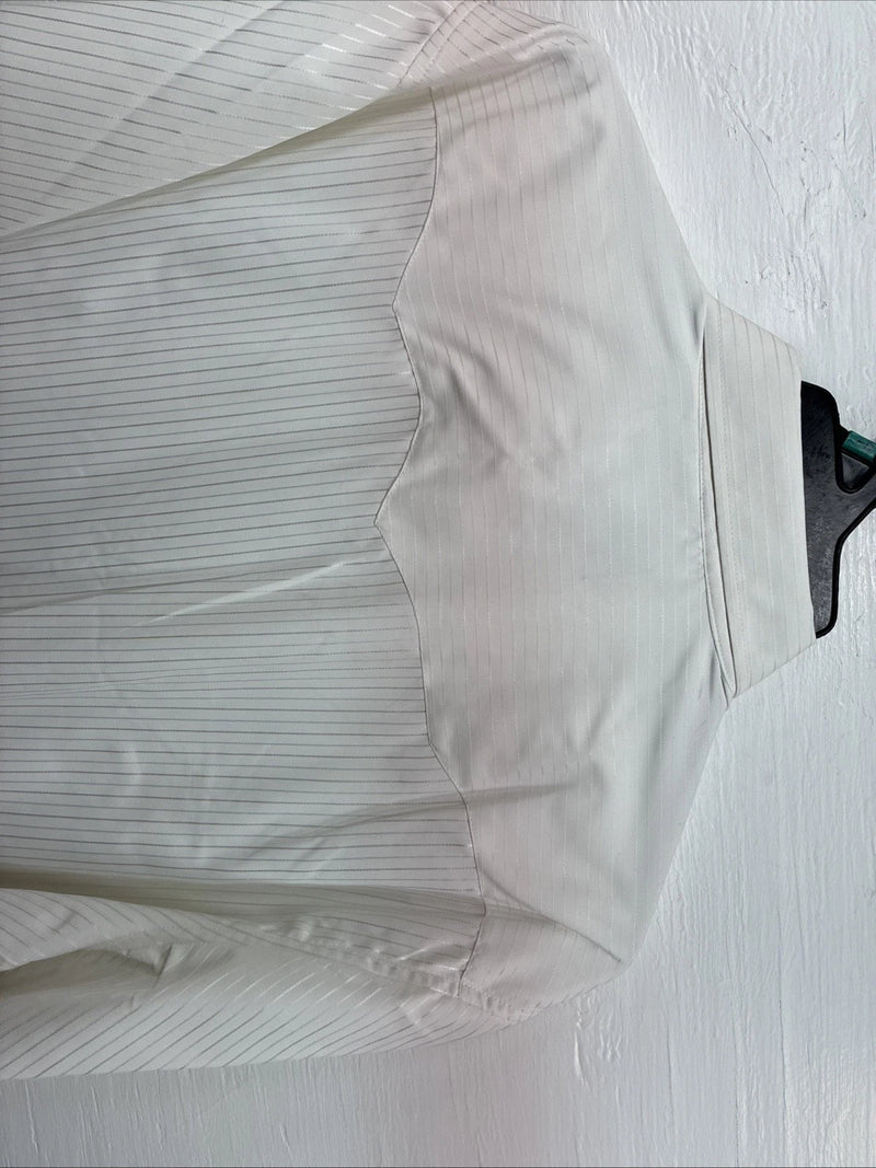 New Men’s White Horse White Stripe Design Long Sleeve Pearl Snap XL O-63
