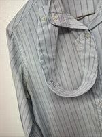 New Women’s Forego Blue Stripe Long Sleeve Button Up Size 36 LL-31