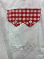 New Men’s Dee-Cee White Red Long Sleeve Pearl Snap 15 Medium AA-9