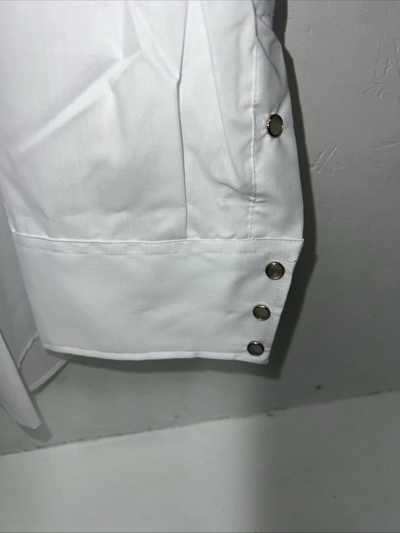 New Men’s White Mesquite Long Sleeve Pearl Snap Shirt. 17.5x37 XL S-5