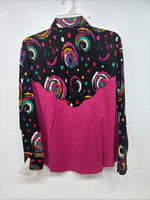 New Women’s Mine & Bills Pink Design long Sleeve Button Up Medium MM-108
