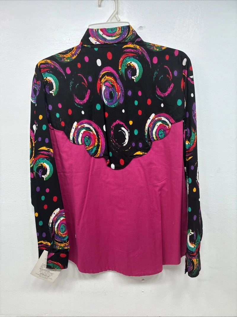 New Women’s Mine & Bills Pink Design long Sleeve Button Up Medium MM-108